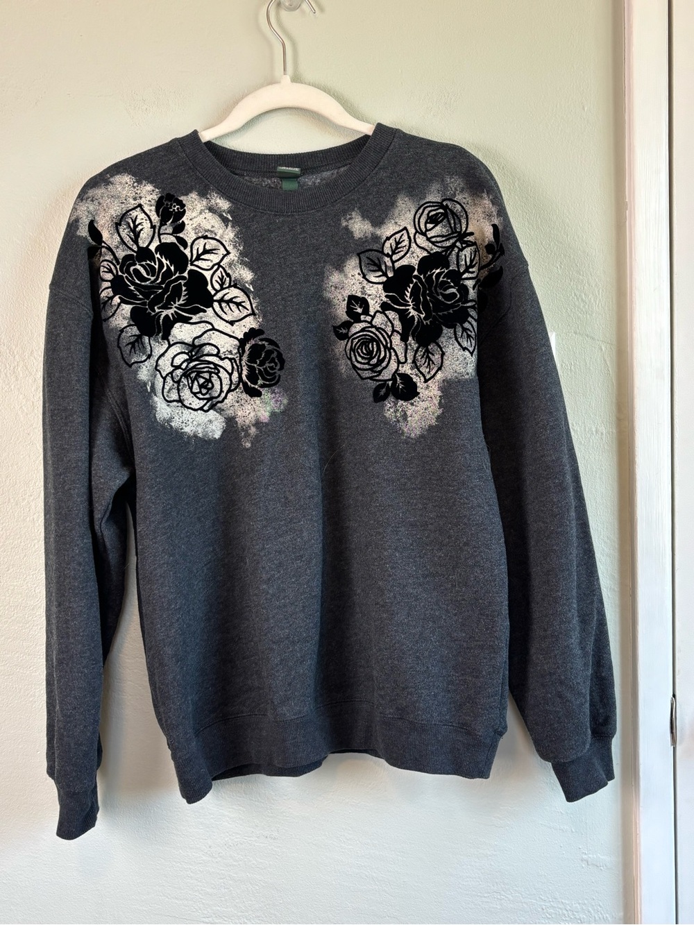 Bundle 2/$30! wild fable Charcoal Crewneck Sweatshirt with Black Floral Print M